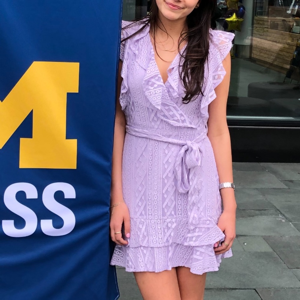 Aqua purple ruffle lace dress